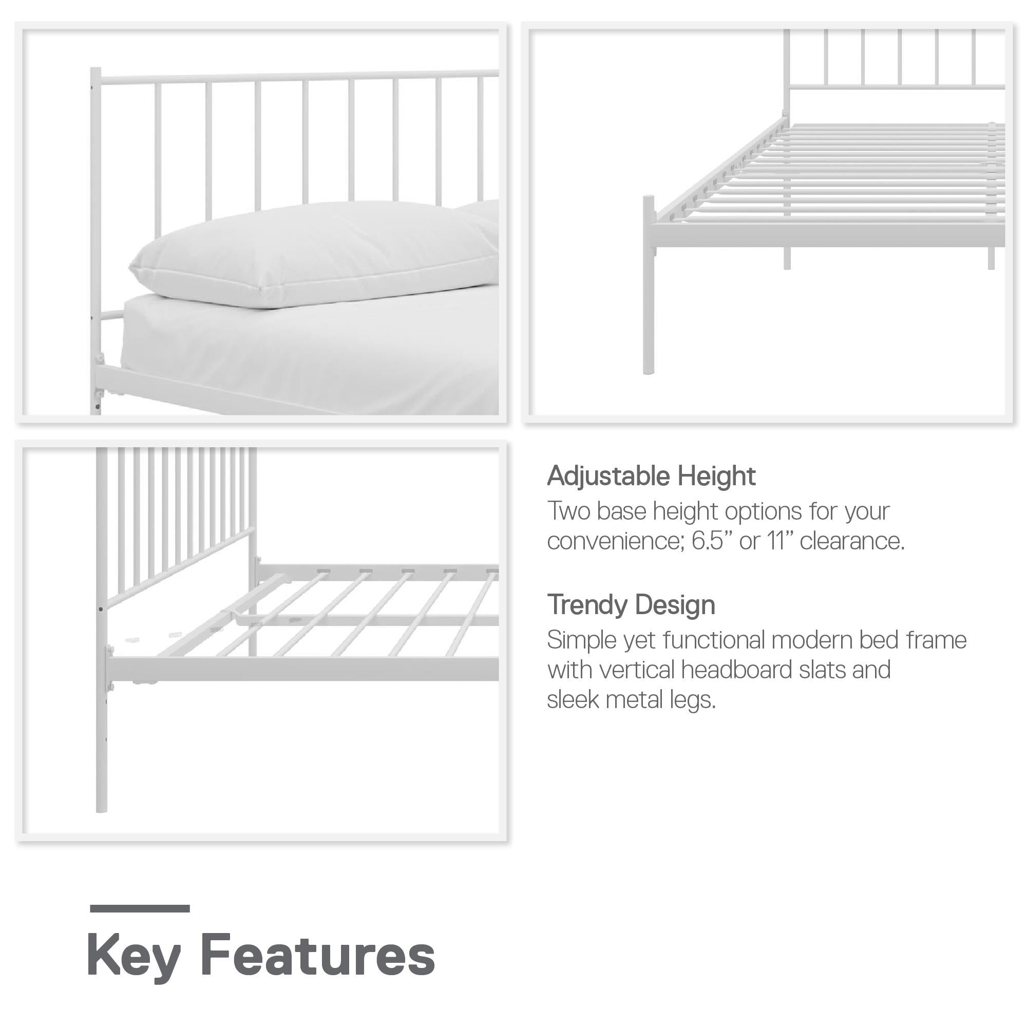 RealRooms Ares Metal Bed - White - King