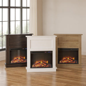 Ameriwood Home Ellsworth Electric Fireplace with Mantel - White