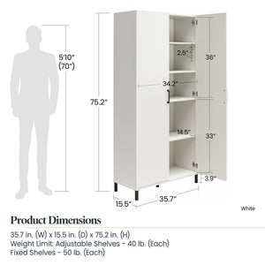 Systembuild Evolution Versa 36" Wide 2 Door Storage Cabinet - White