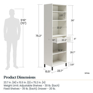 Systembuild Evolution Versa Open Cabinet with Drawer - White