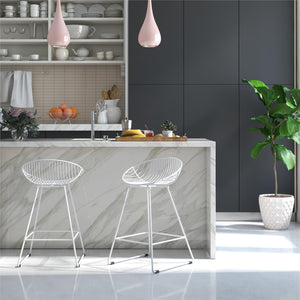 CosmoLiving Ellis Wire Counter Height Bar Stool - White