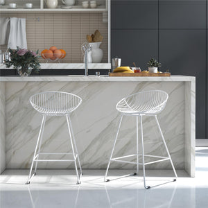 CosmoLiving Ellis Wire Counter Height Bar Stool - White