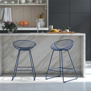 CosmoLiving Ellis Wire Counter Height Bar Stool - Navy