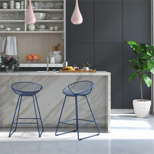 CosmoLiving Ellis Wire Counter Height Bar Stool - Navy