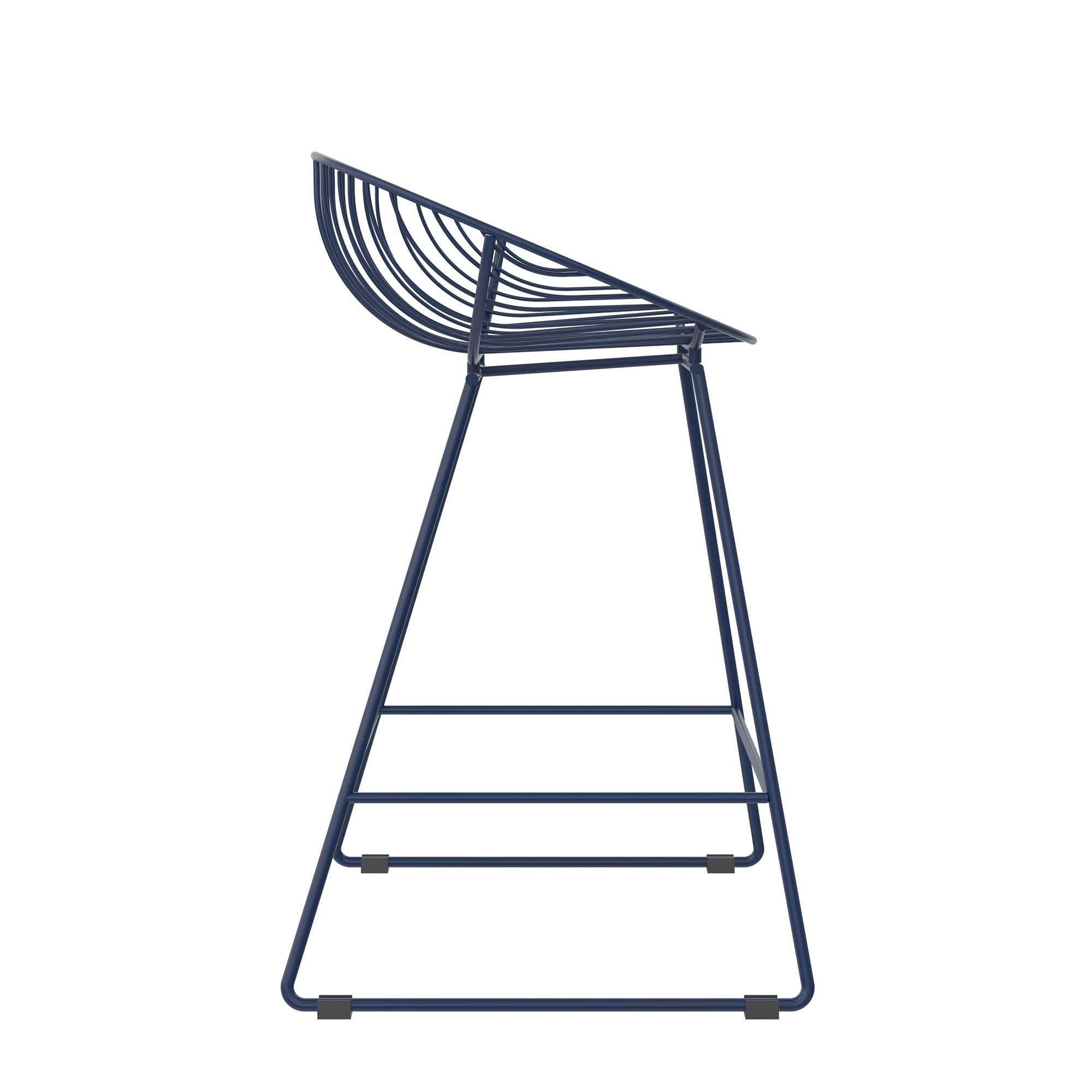 CosmoLiving Ellis Wire Counter Height Bar Stool - Navy