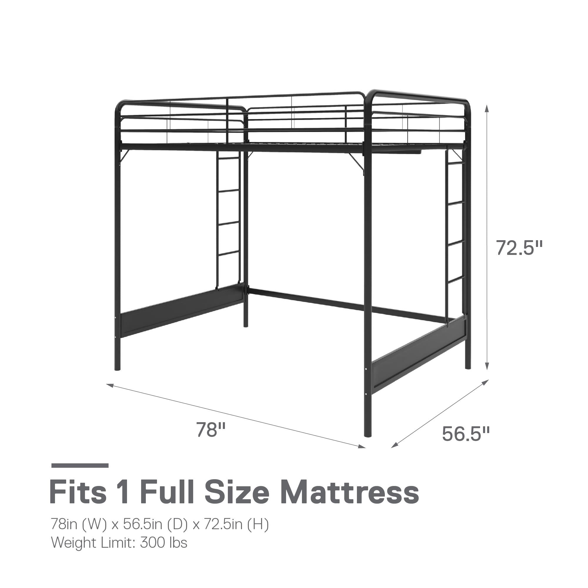 RealRooms Colten Loft Bed - Black - Full