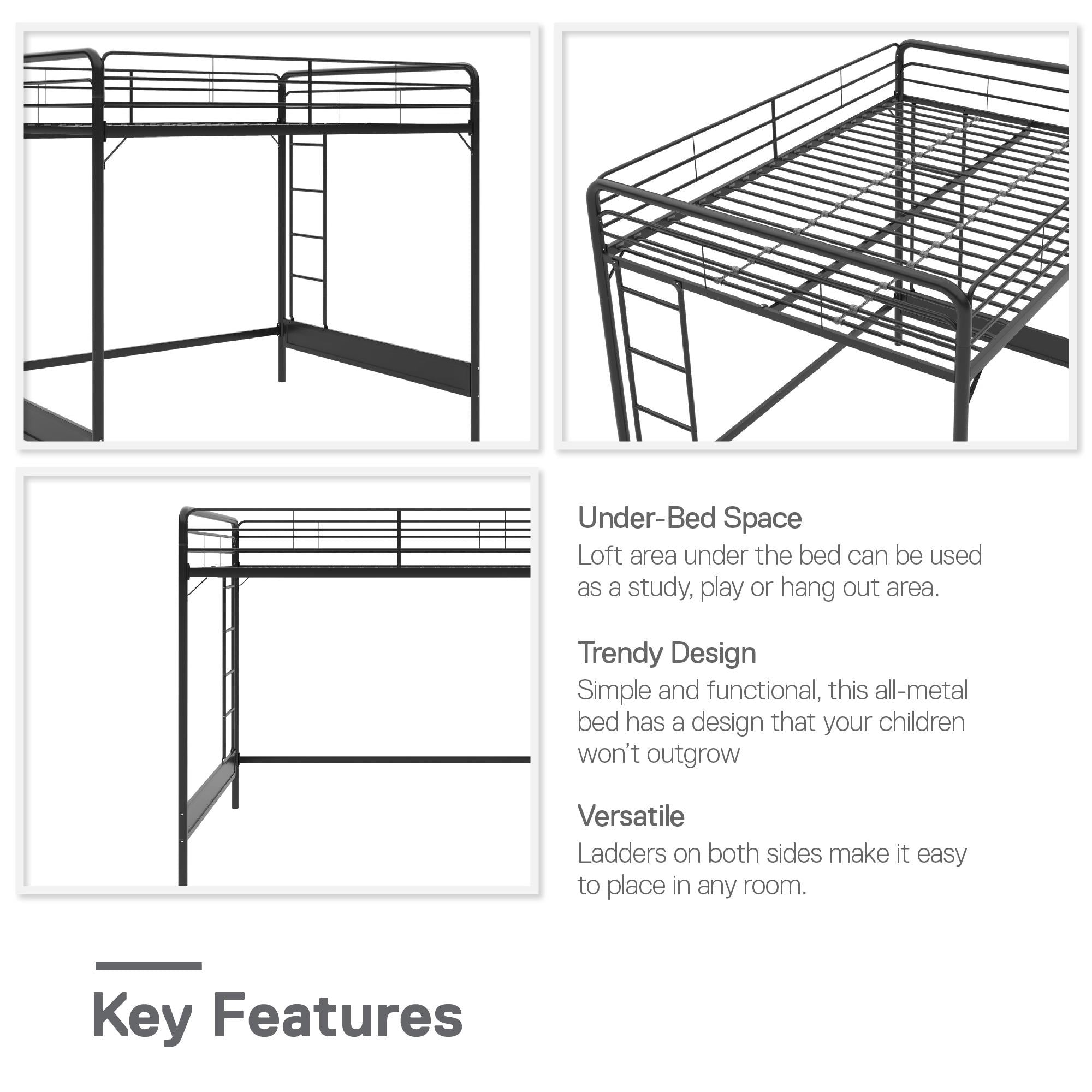 RealRooms Colten Loft Bed - Black - Full