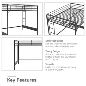 RealRooms Colten Loft Bed - Black - Full