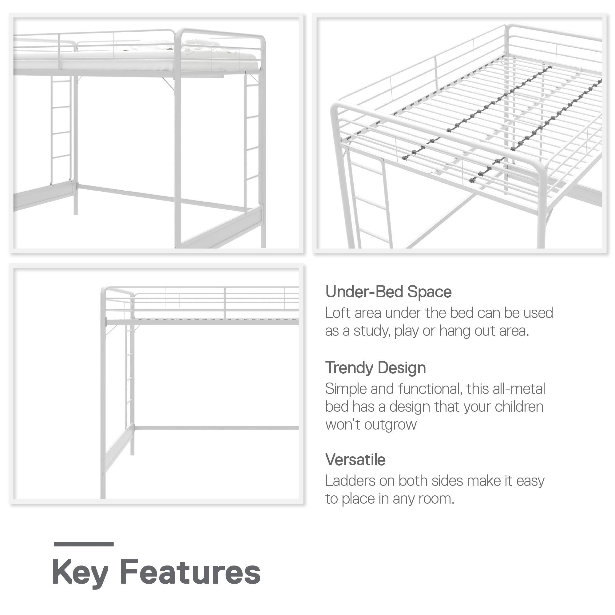 RealRooms Colten Loft Bed - White - Full