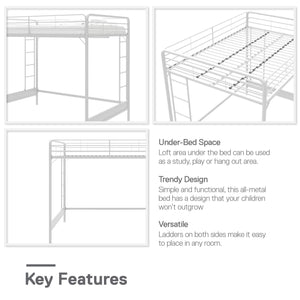 RealRooms Colten Loft Bed - White - Full