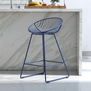 CosmoLiving Ellis Wire Counter Height Bar Stool - Navy