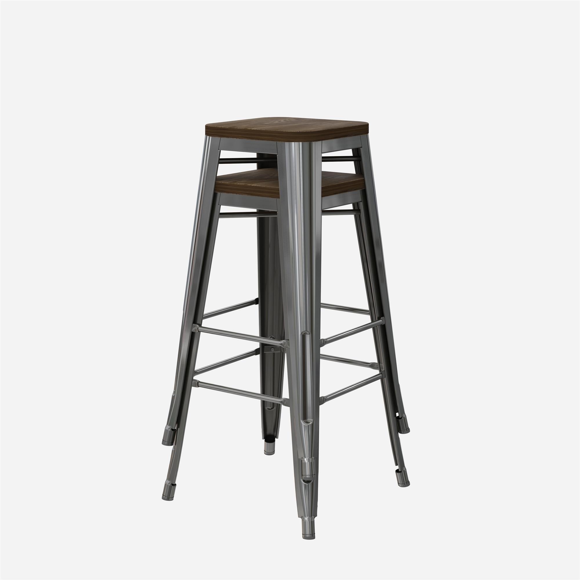 DHP Fusion 30" Stackable Bar Stools, Set of 2 - Silver