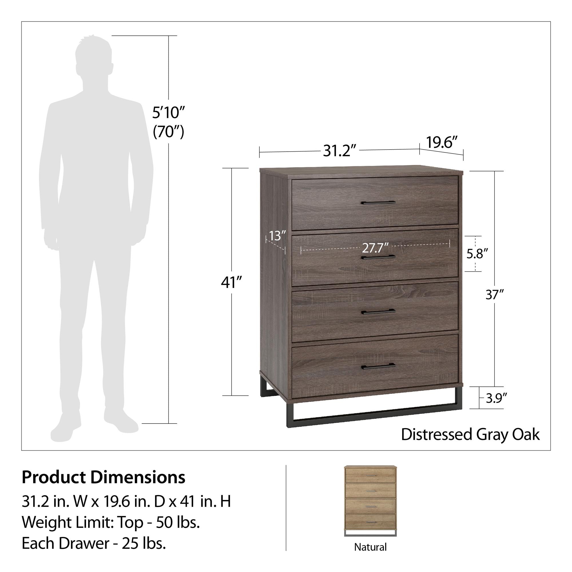 Ameriwood Home Lynnfield 4 Drawer Dresser - Natural