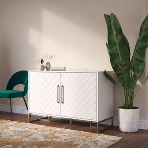 CosmoLiving Herringbone Console Unit - White