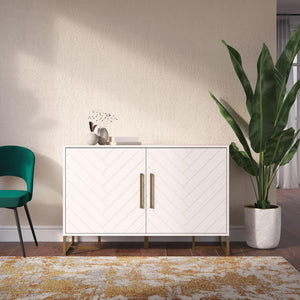 CosmoLiving Herringbone Console Unit - White