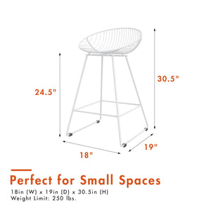 CosmoLiving Ellis Wire Counter Height Bar Stool - White