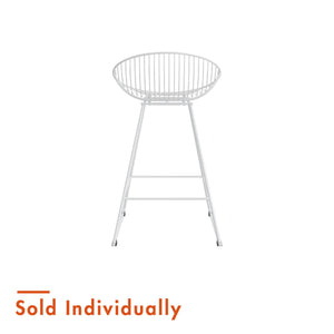 CosmoLiving Ellis Wire Counter Height Bar Stool - White