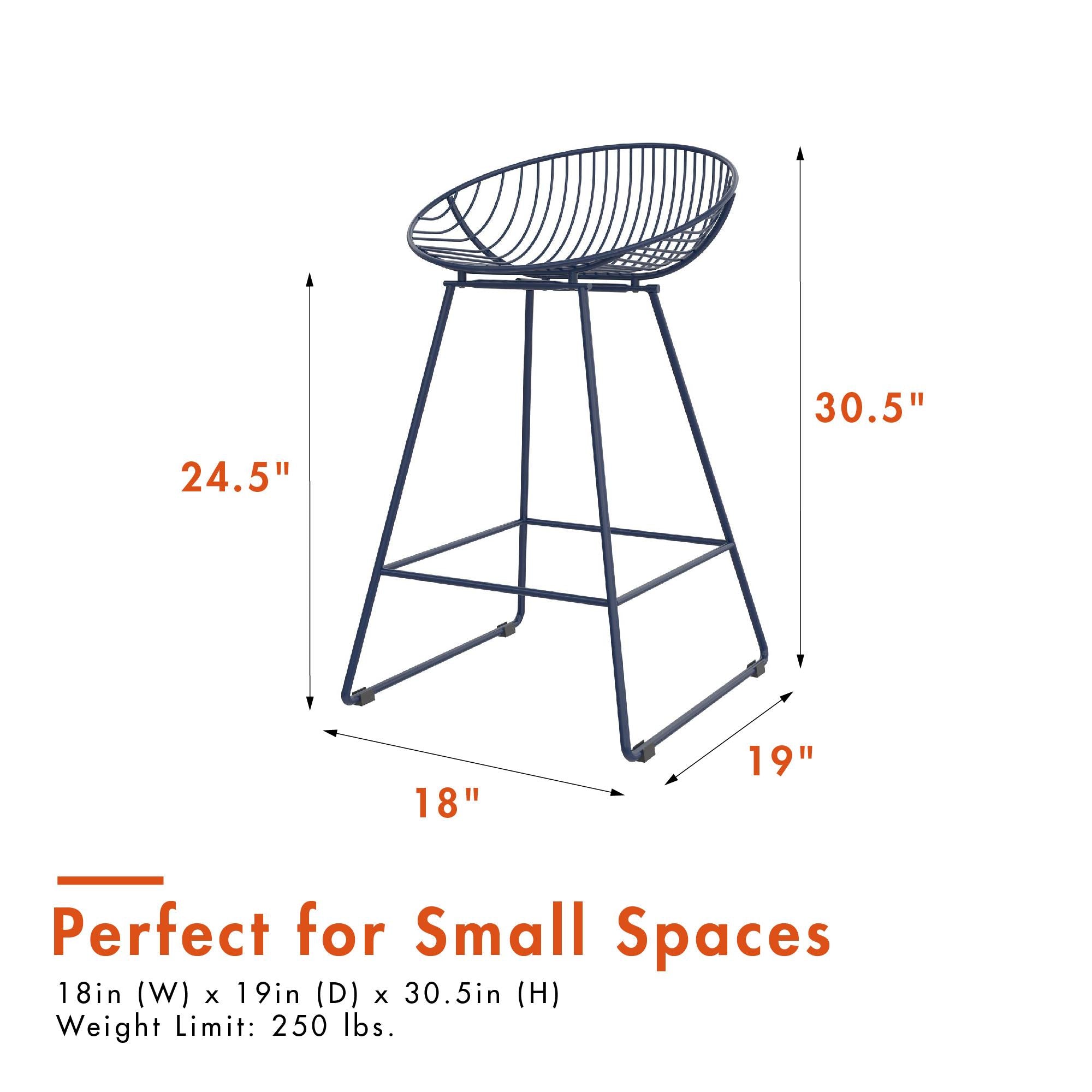 CosmoLiving Ellis Wire Counter Height Bar Stool - Navy
