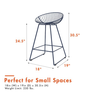 CosmoLiving Ellis Wire Counter Height Bar Stool - Navy