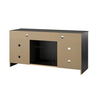 Ameriwood Home Hendrix TV Stand for TVs up to 55" with Electric Fireplace Insert and 6 Shelves - Black Oak