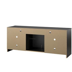 Ameriwood Home Hendrix TV Stand for TVs up to 65" with Electric Fireplace Insert and 6 Shelves - Black Oak