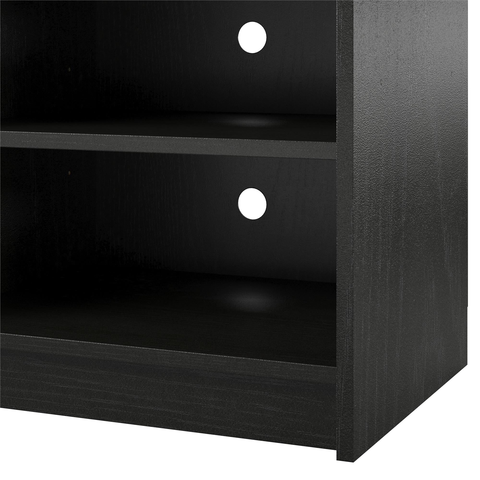 Ameriwood Home Hendrix TV Stand for TVs up to 65" with Electric Fireplace Insert and 6 Shelves - Black Oak