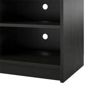 Ameriwood Home Hendrix TV Stand for TVs up to 65" with Electric Fireplace Insert and 6 Shelves - Black Oak