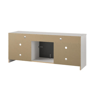 Ameriwood Home Hendrix TV Stand for TVs up to 65" with Electric Fireplace Insert and 6 Shelves - Ivory Oak