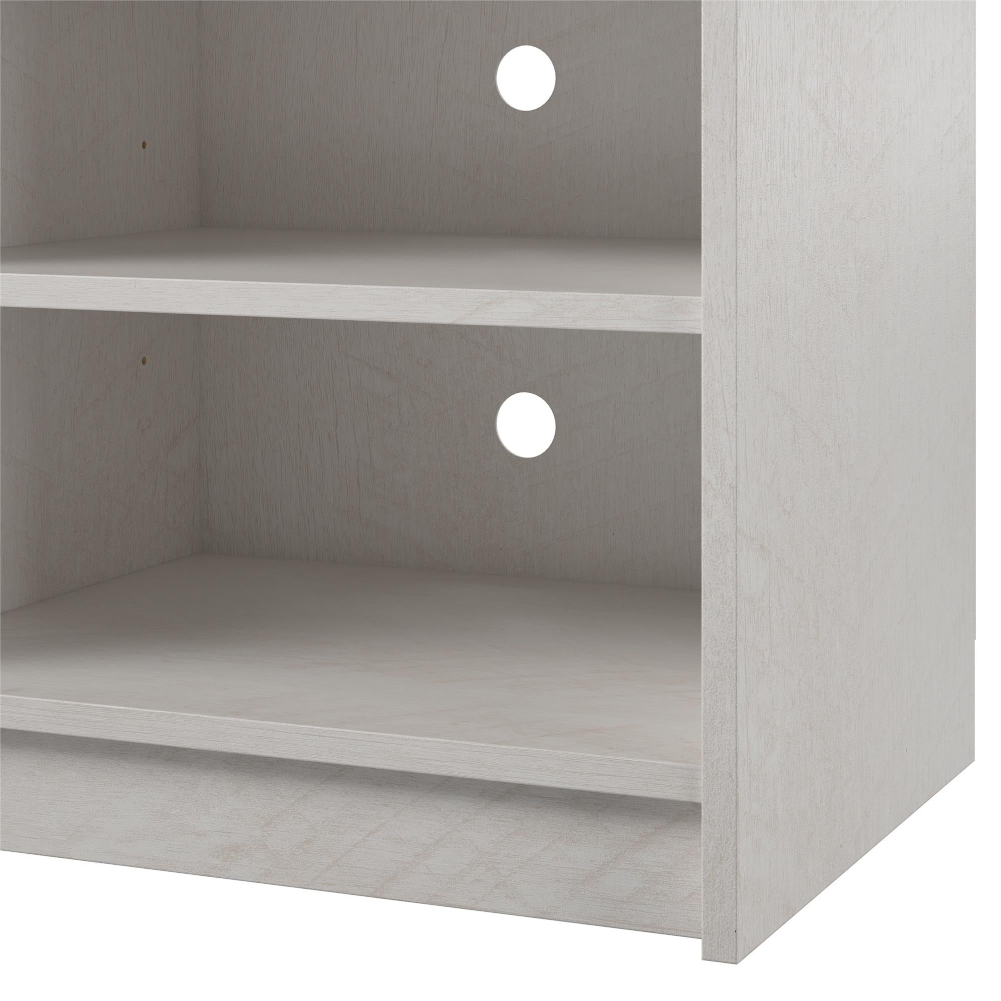 Ameriwood Home Hendrix TV Stand for TVs up to 65" with Electric Fireplace Insert and 6 Shelves - Ivory Oak