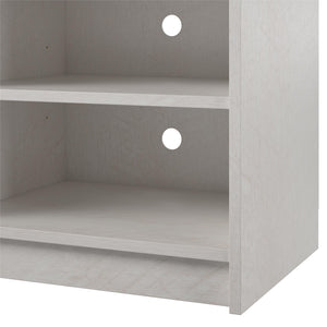 Ameriwood Home Hendrix TV Stand for TVs up to 65" with Electric Fireplace Insert and 6 Shelves - Ivory Oak