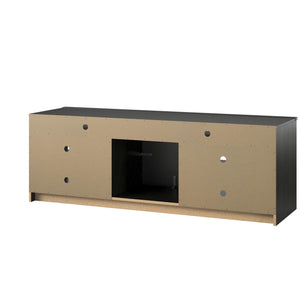 Ameriwood Home Hendrix TV Stand for TVs up to 75" with Electric Fireplace Insert and 6 Shelves - Black Oak