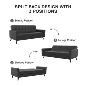 DHP Parker Futon Sofa Bed with Storage - Black