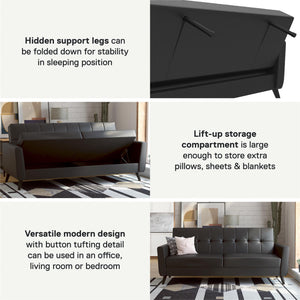 DHP Parker Futon Sofa Bed with Storage - Black