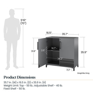 Systembuild Evolution Shelby Garage Storage Base Cabinet 2 Door - Graphite