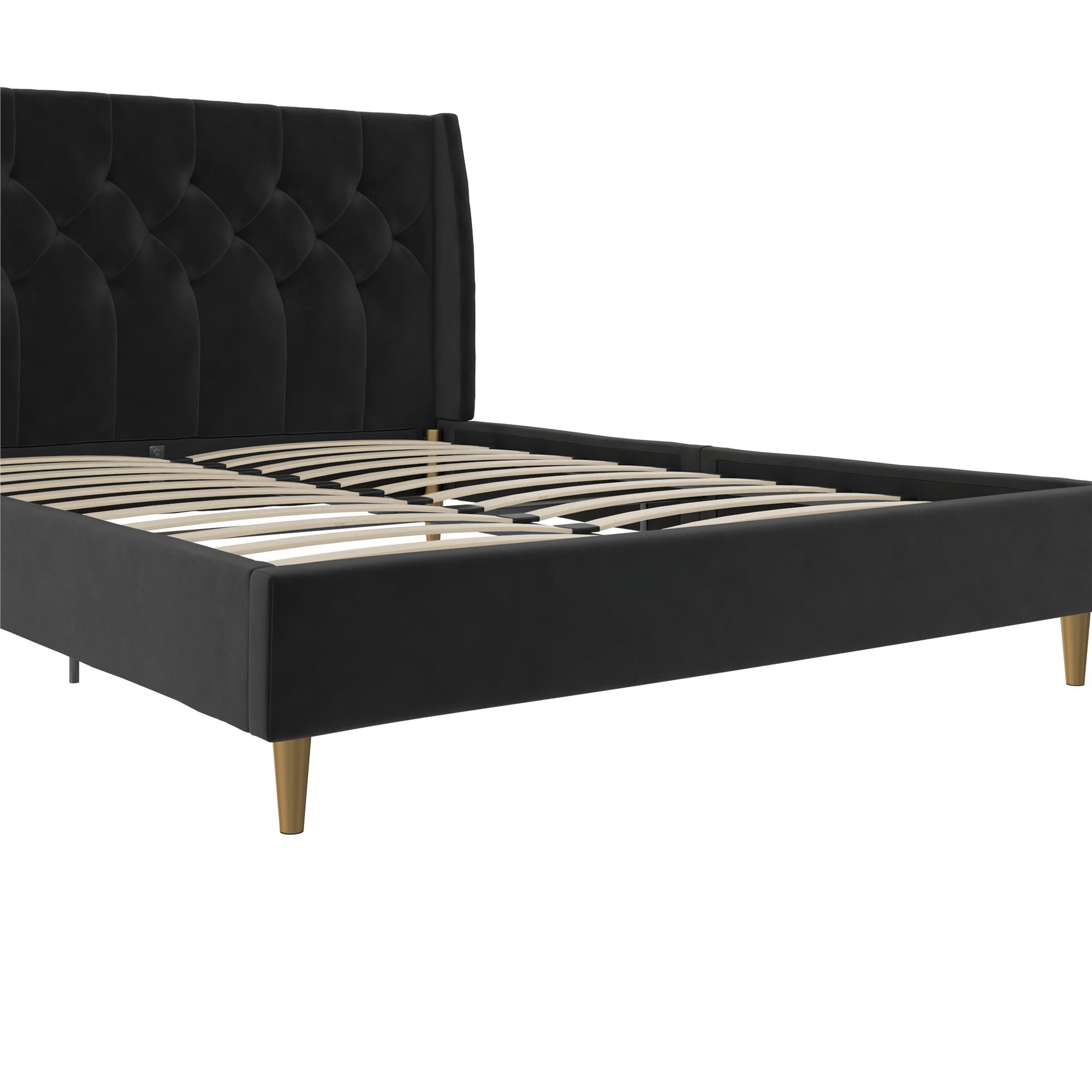 Novogratz Her Majesty Upholstered Bed - Black - Queen