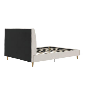 Novogratz Her Majesty Upholstered Bed - Ivory - Queen