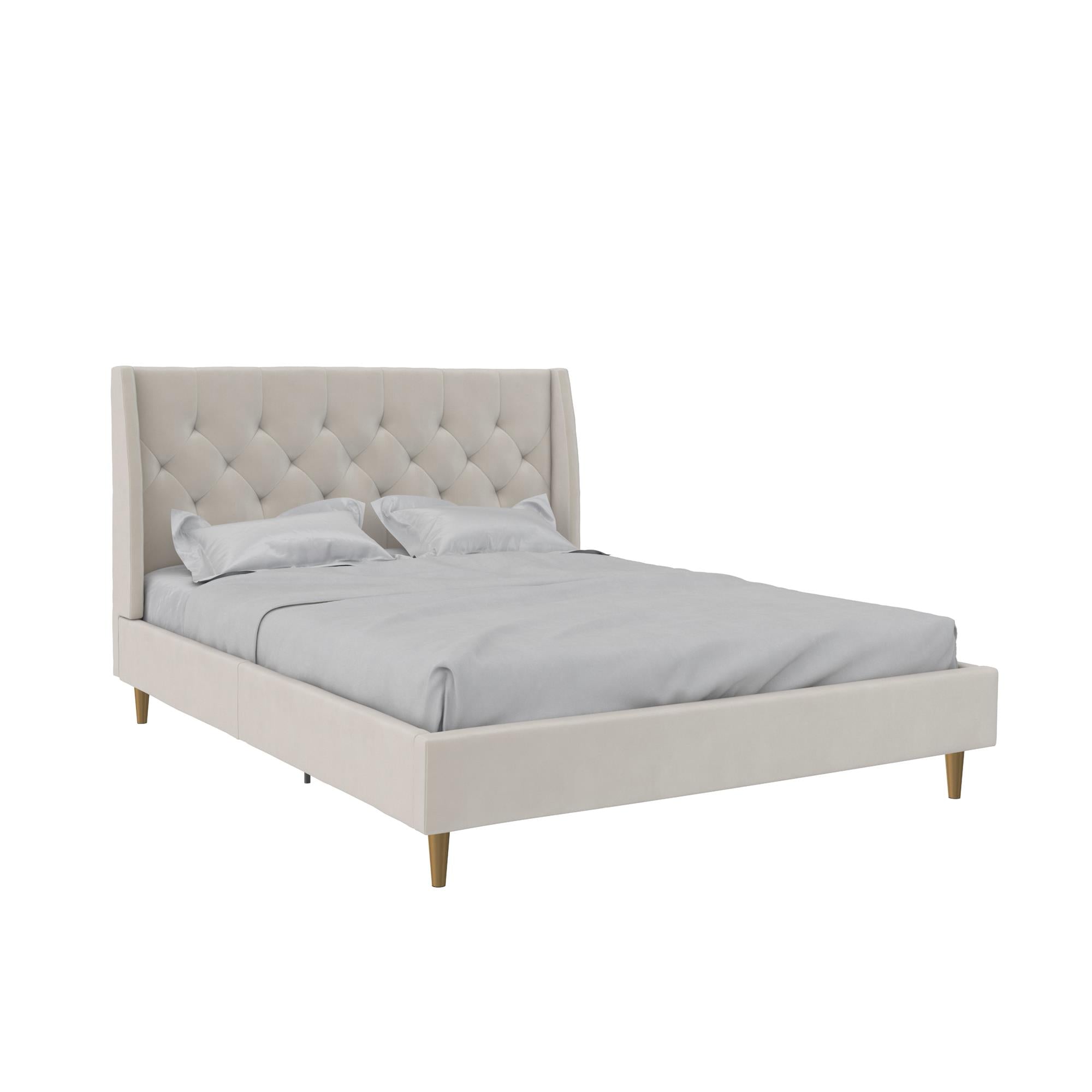 Novogratz Her Majesty Upholstered Bed - Ivory - Queen