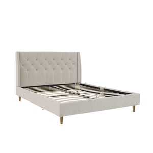 Novogratz Her Majesty Upholstered Bed - Ivory - Queen