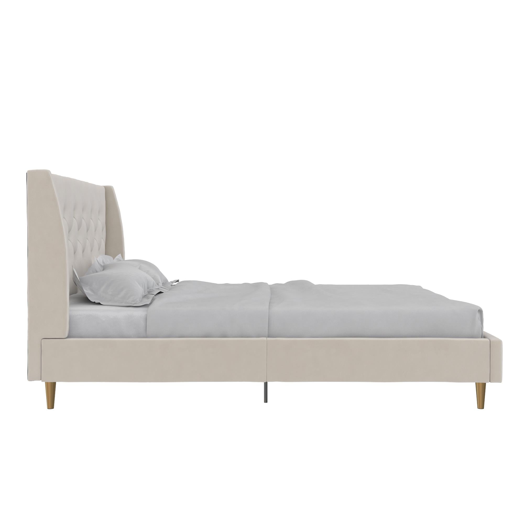 Novogratz Her Majesty Upholstered Bed - Ivory - Queen