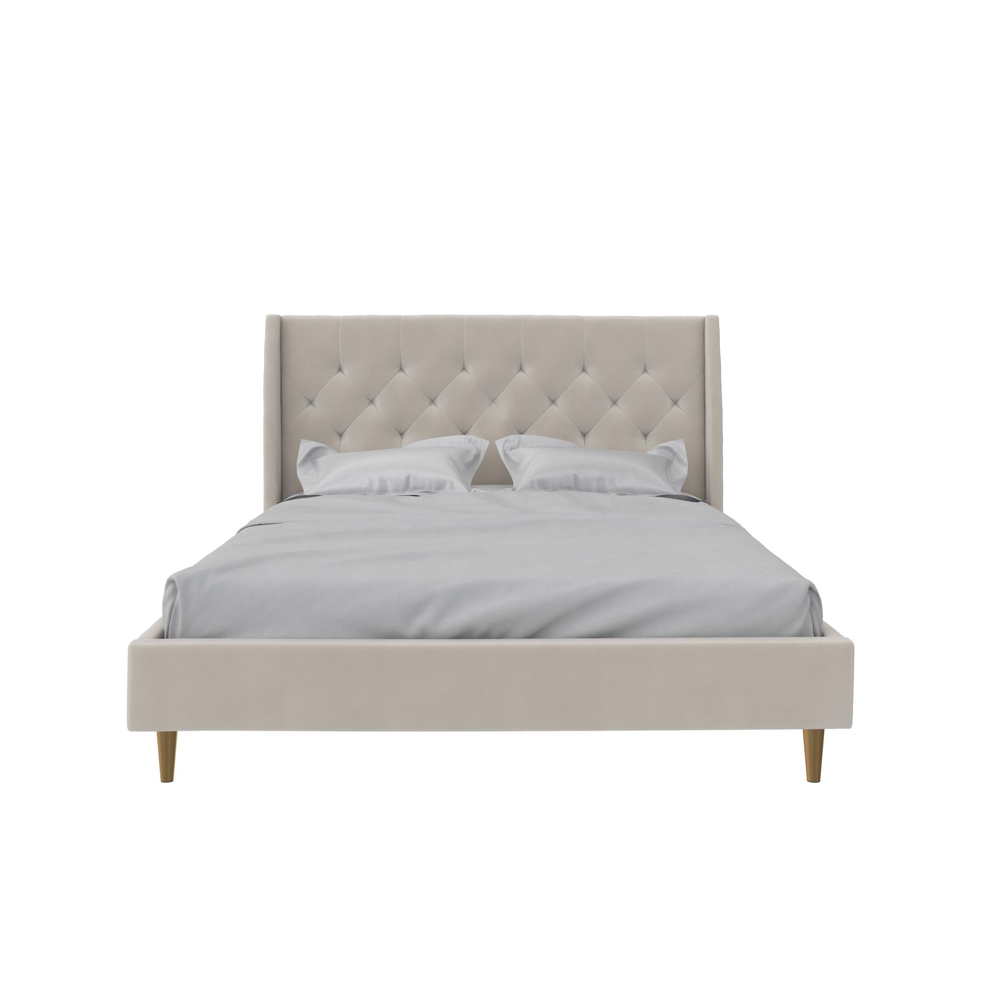 Novogratz Her Majesty Upholstered Bed - Ivory - Queen