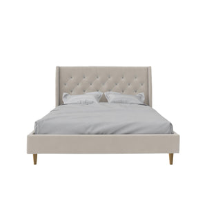 Novogratz Her Majesty Upholstered Bed - Ivory - Queen