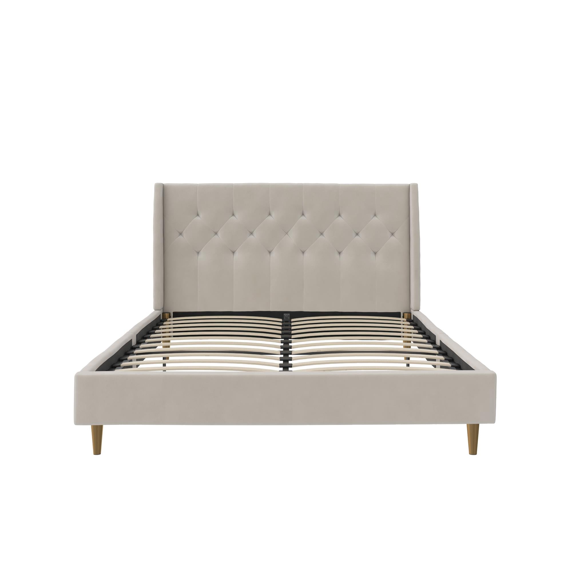 Novogratz Her Majesty Upholstered Bed - Ivory - Queen