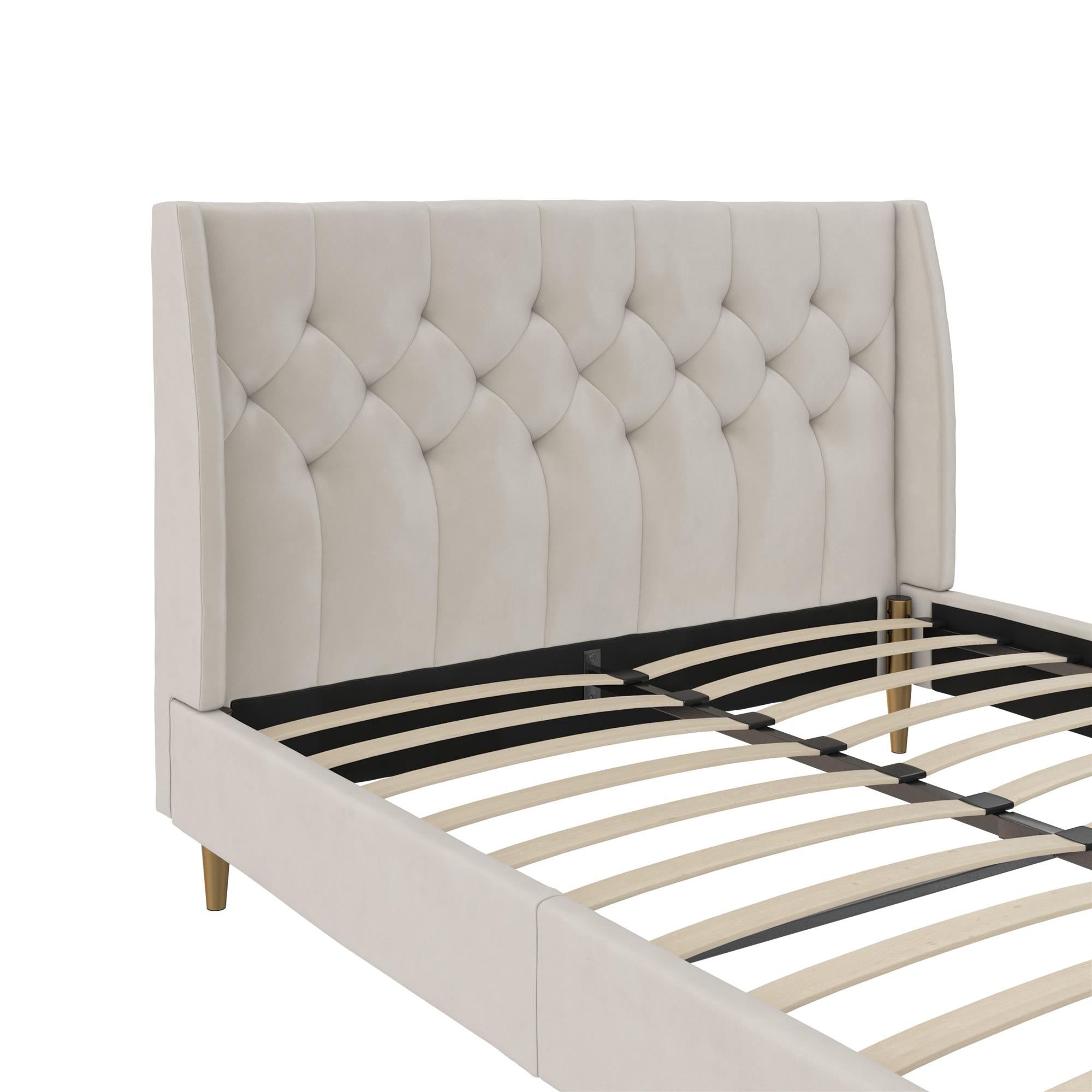 Novogratz Her Majesty Upholstered Bed - Ivory - Queen