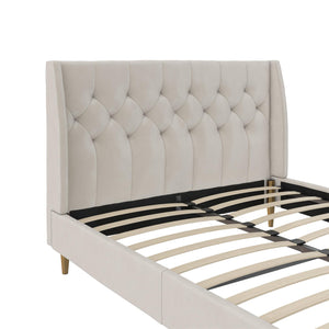 Novogratz Her Majesty Upholstered Bed - Ivory - Queen