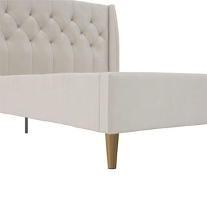 Novogratz Her Majesty Upholstered Bed - Ivory - Queen