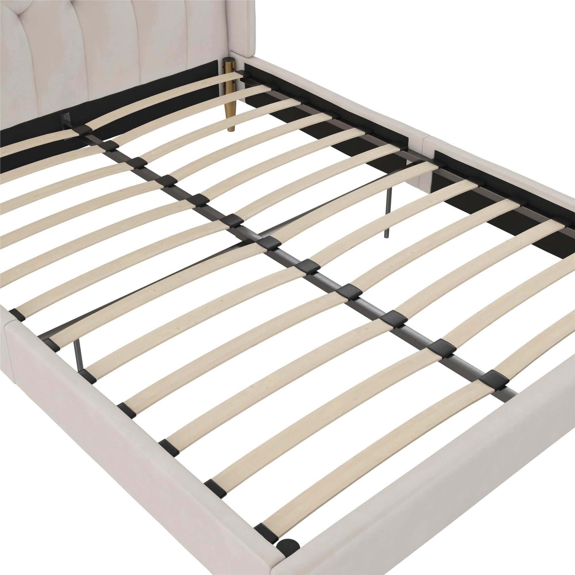 Novogratz Her Majesty Upholstered Bed - Ivory - Queen