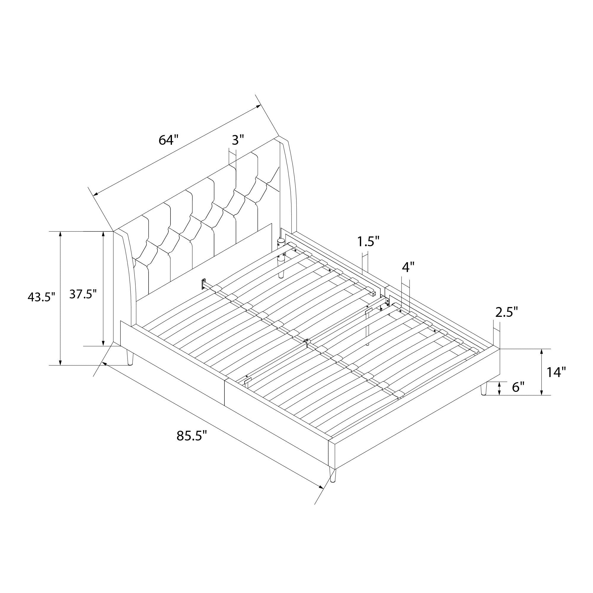 Novogratz Her Majesty Upholstered Bed - Black - Queen