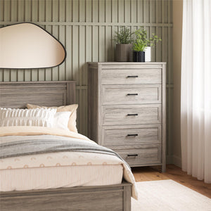 Ameriwood Home Beaumont 5 Drawer Dresser - Gray Oak - 5 Drawer