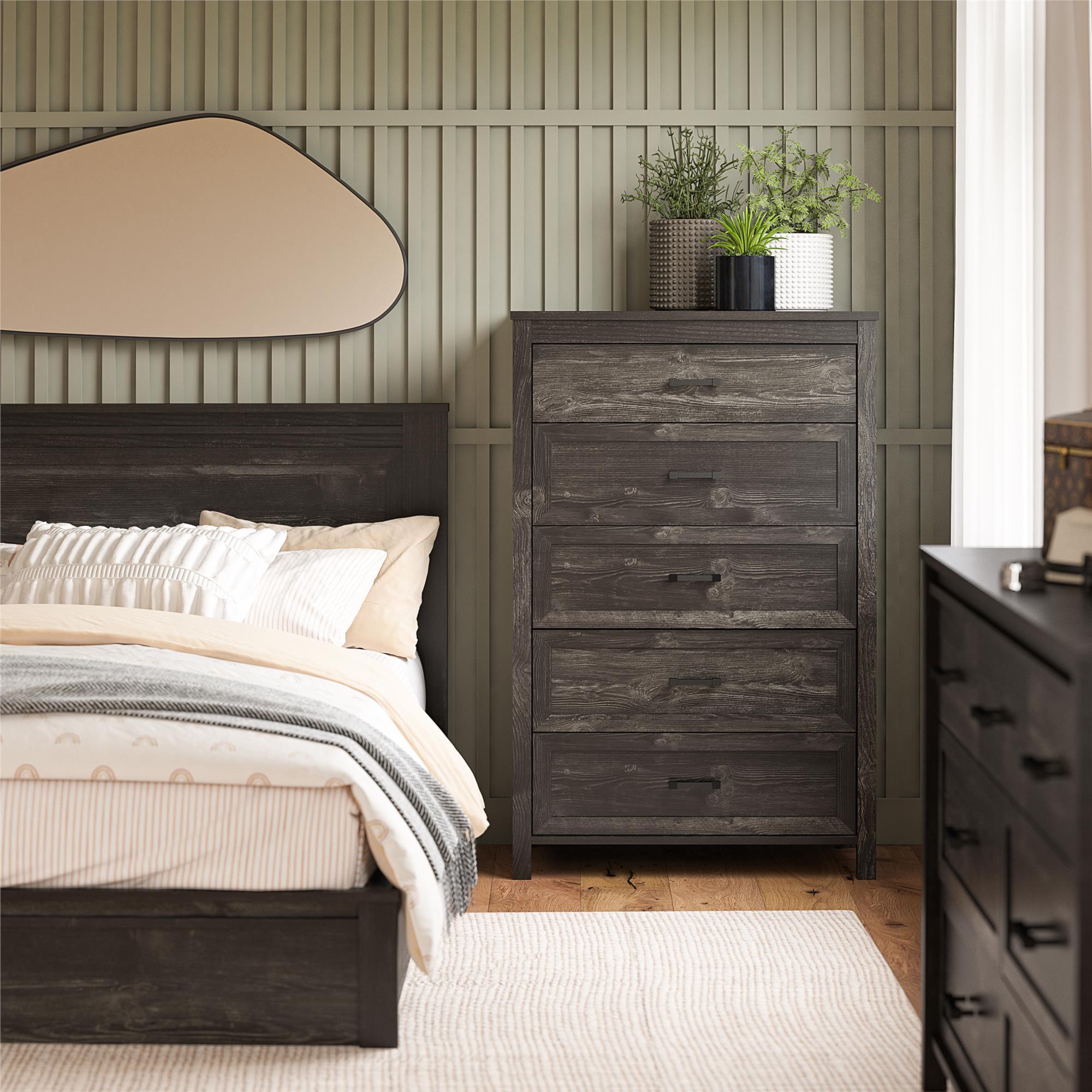 Ameriwood Home Beaumont 5 Drawer Dresser - Black Oak - 5 Drawer