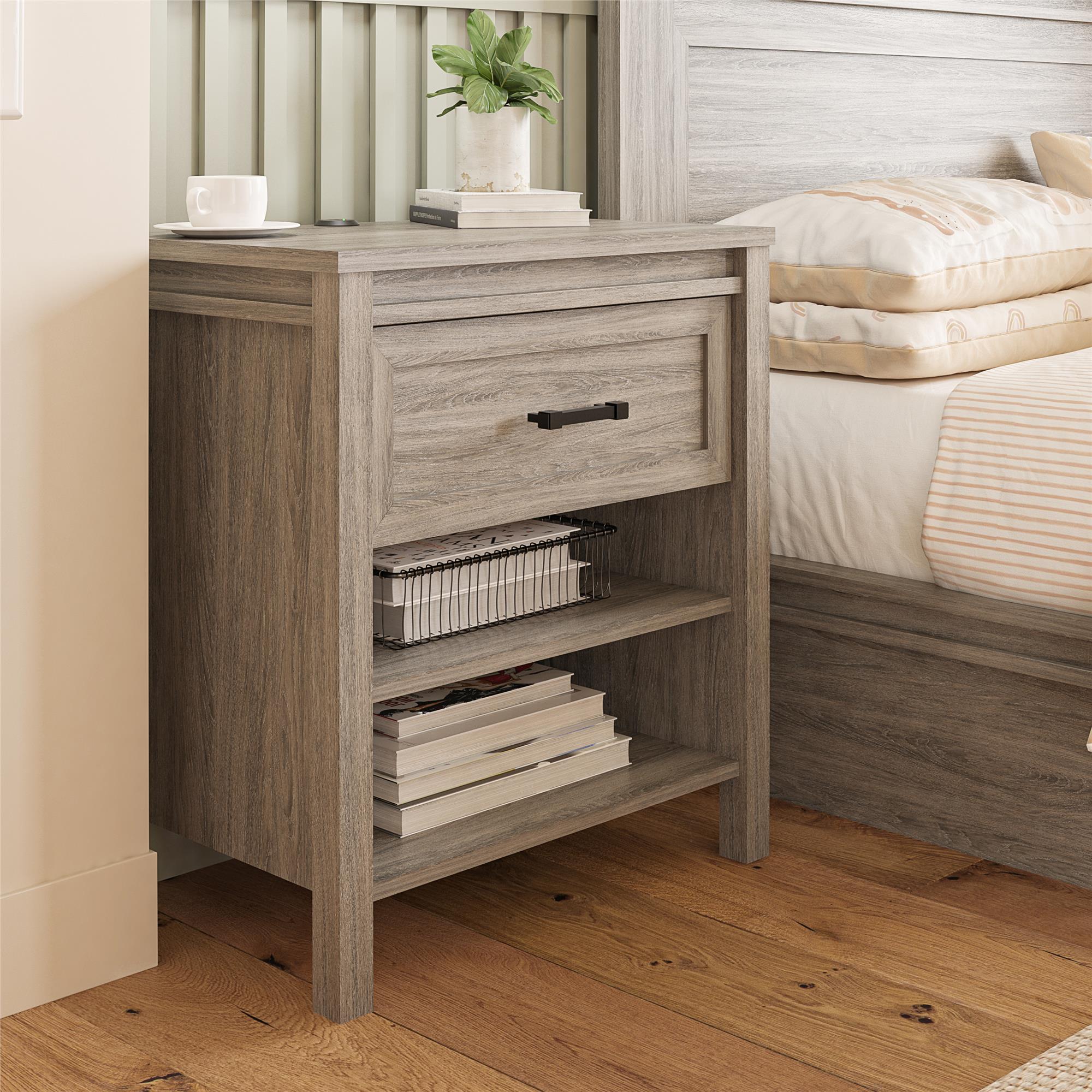 Ameriwood Home Beaumont Nightstand with 2 USB Ports - Gray Oak